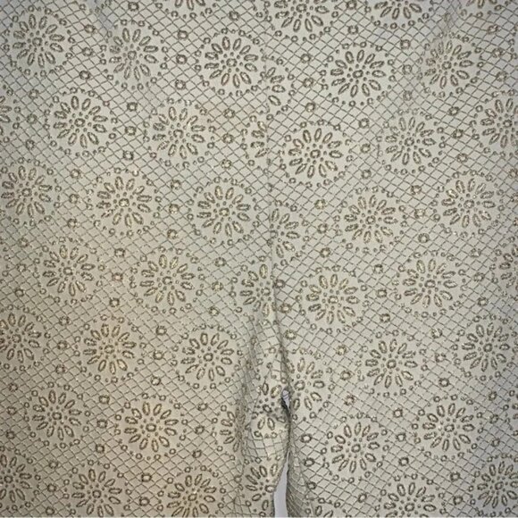 CELINE Women's Pants Gold Metallic Embossed High Waist Straight Leg Trouser 6 - Picture 11 of 16